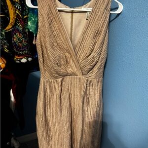 Max & Cleo Shimmering Beige Backless Dress